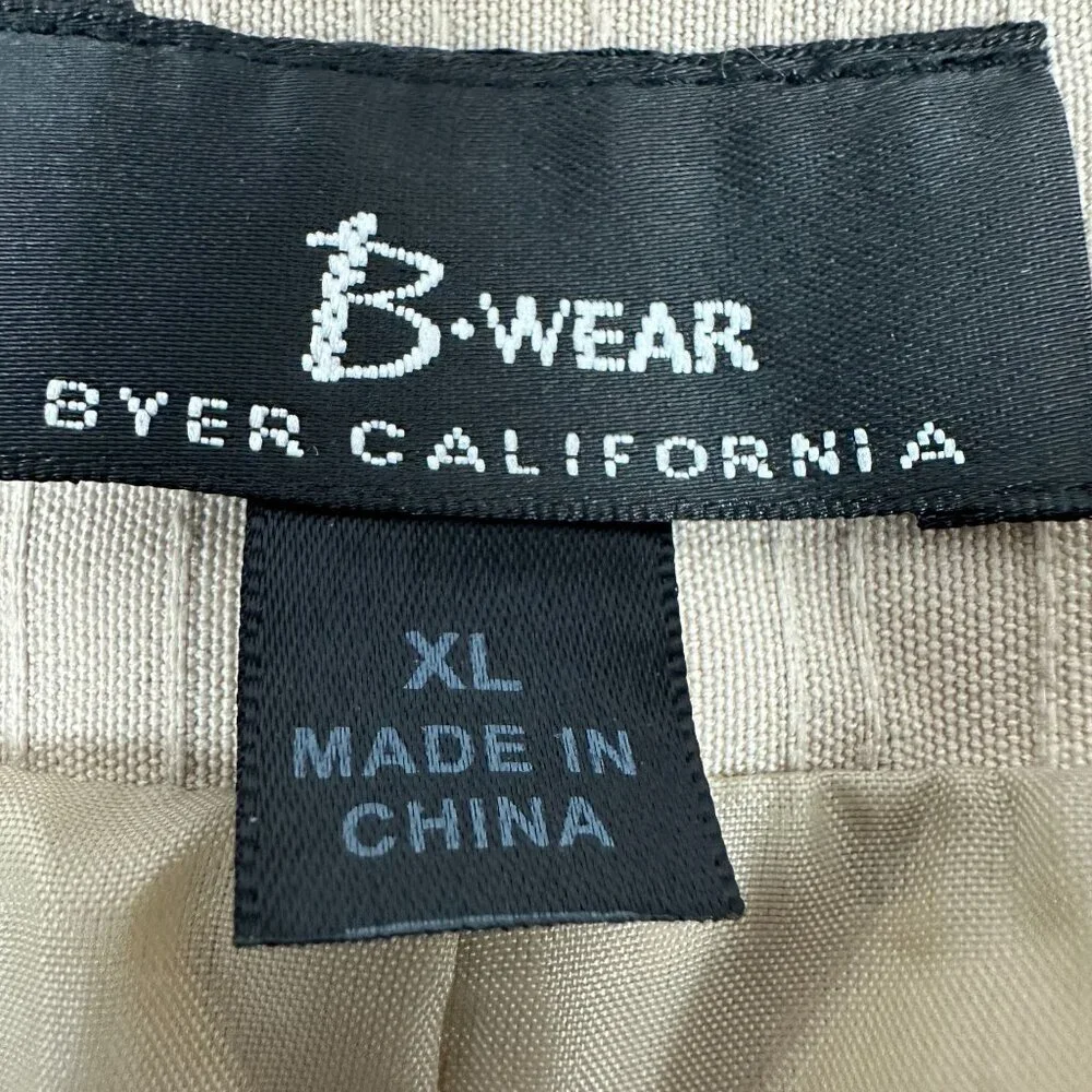 Byer California Girls Khaki 3/4 Sleeve Blazer Jacket Size XL